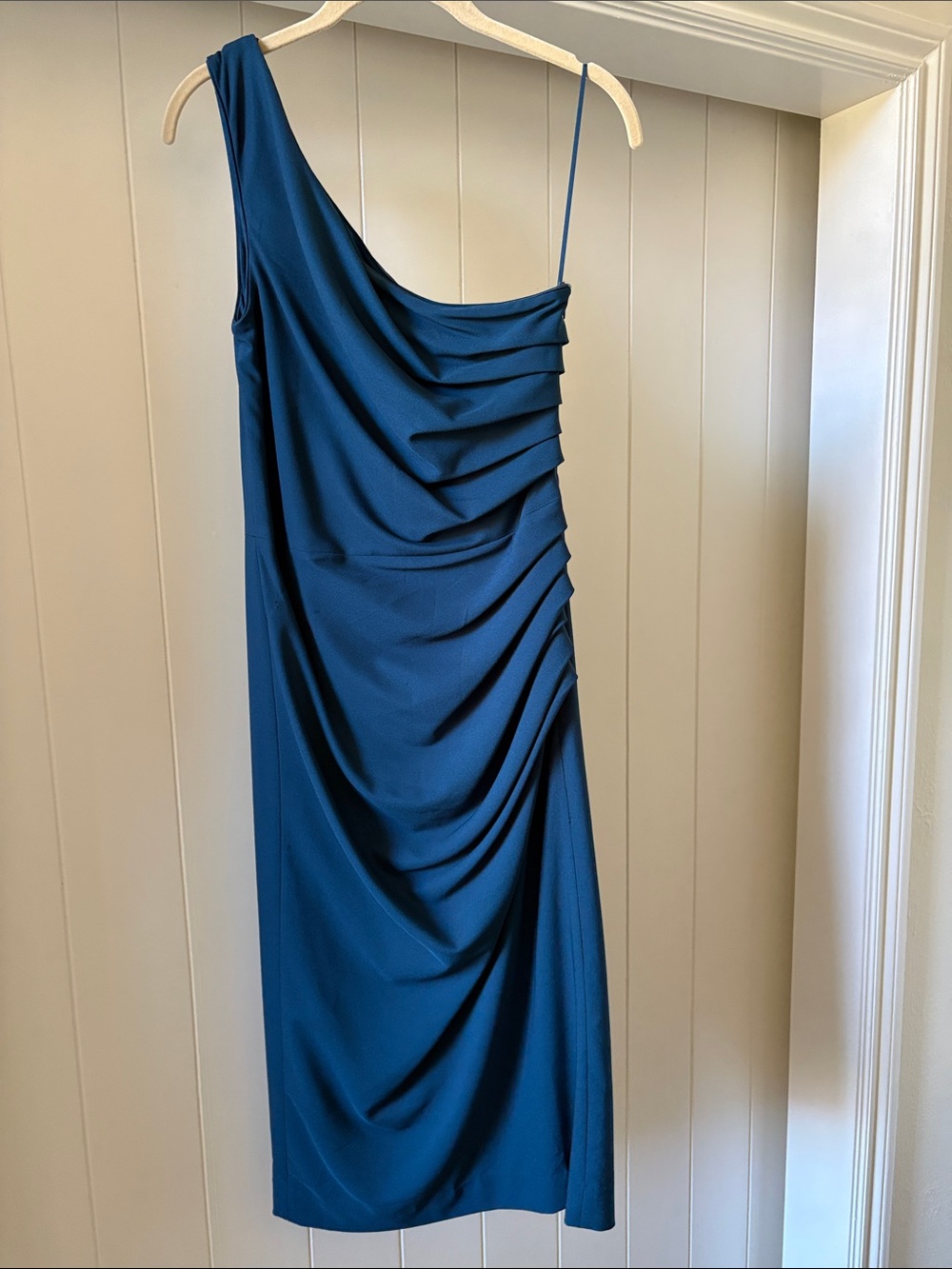 Dress the Population Navy One Shoulder Dress, Medium